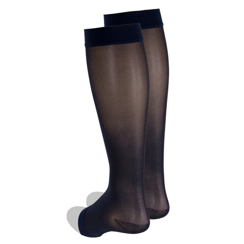Truform Sheer Compression Stockings, 15-20 mmHg, Women's Knee High Length, Open Toe, 20 Denier