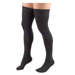 Truform 20-30 mmHg Compression Stockings for Men and Women, Thigh High Length, Dot Top, Closed Toe