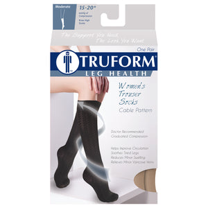 Truform Compression Socks, 15-20 mmHg, Women's Dress Socks, Knee High Over Calf Length