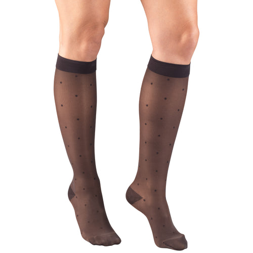 Truform Sheer Compression Stockings, 15-20 mmHg, Women's Knee High Length, Dot Pattern