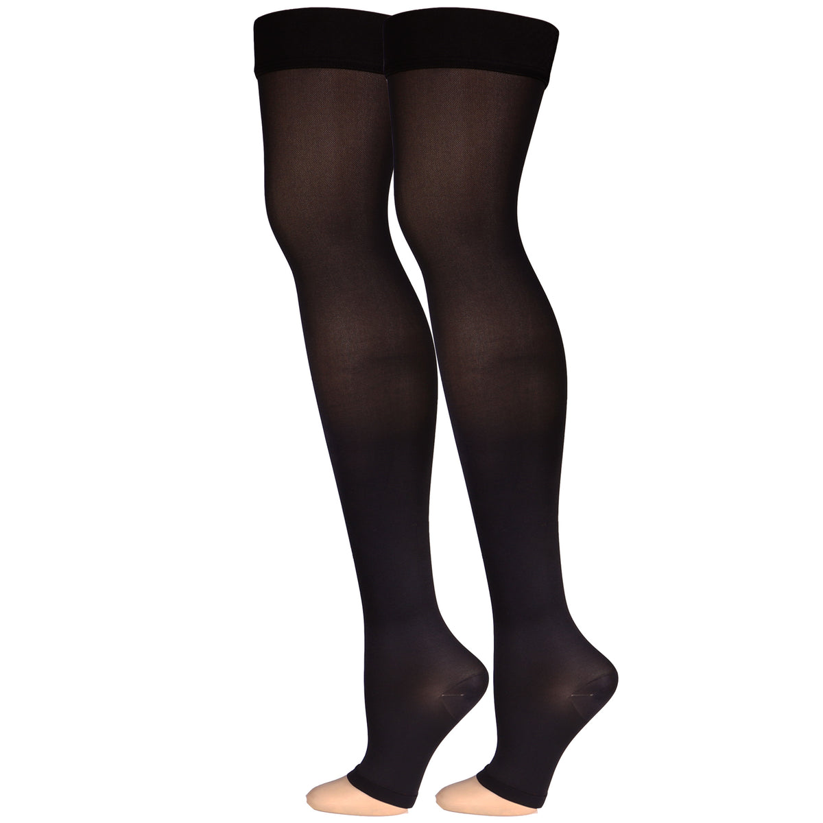 Truform Women's Compression Stockings, 20-30 mmHg, Thigh High Length, Open Toe, Opaque