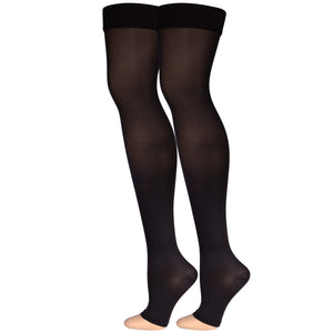 Truform Women's Compression Stockings, 20-30 mmHg, Thigh High Length, Open Toe, Opaque