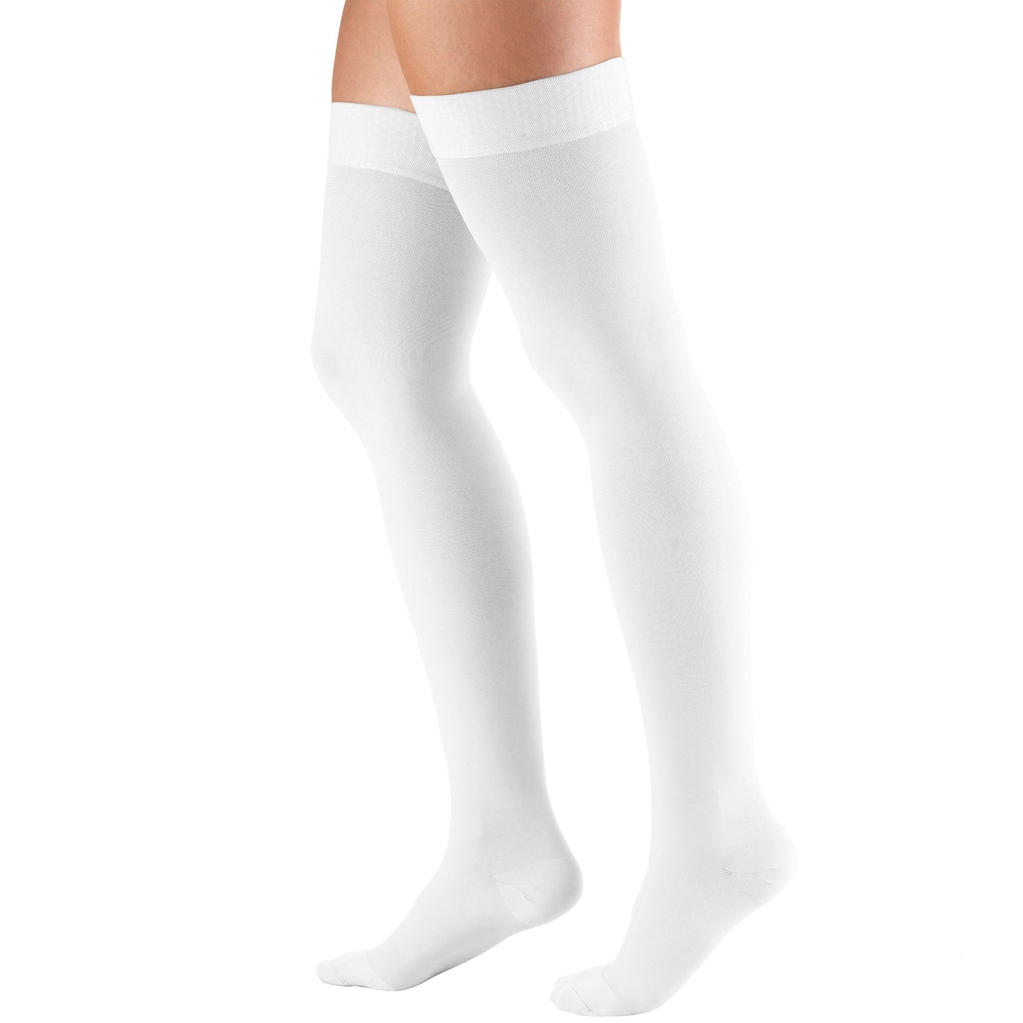Truform 20-30 mmHg Compression Stockings for Men and Women, Thigh High Length, Dot Top, Closed Toe