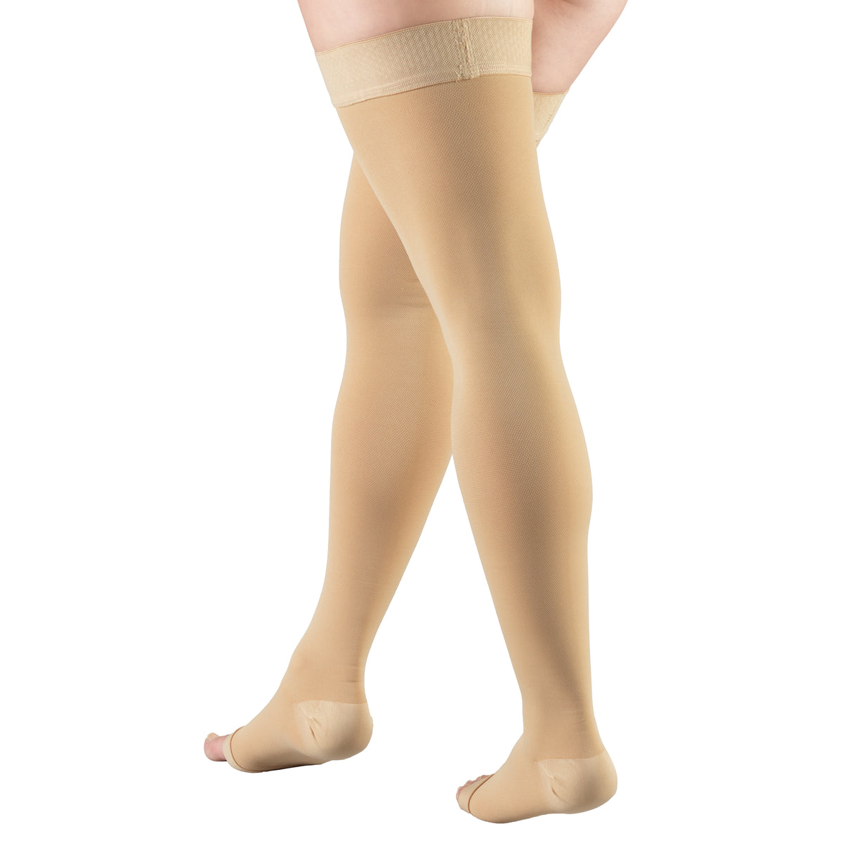 Truform 20-30 mmHg Compression Stockings for Men and Women, Thigh High Length, Dot-Top, Open Toe