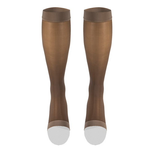 Truform Sheer Compression Stockings, 15-20 mmHg, Women's Knee High Length, Open Toe, 20 Denier