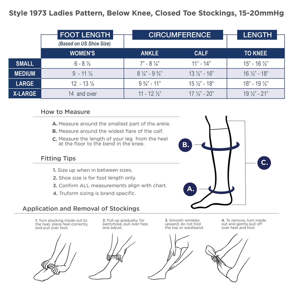 Truform Compression Socks, 15-20 mmHg, Women's Dress Socks, Knee High Over Calf Length