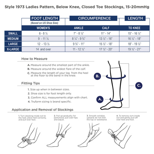 Truform Compression Socks, 15-20 mmHg, Women's Dress Socks, Knee High Over Calf Length