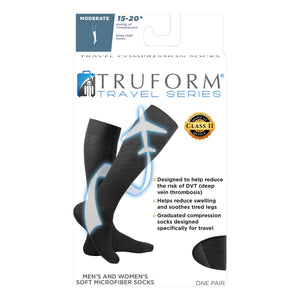 Truform Travel Compression Socks for Men and Women, 15-20 Knee High Over Calf Length