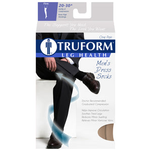 Truform Compression Socks, 20-30 mmHg, Men's Dress Socks, Knee High Over Calf Length