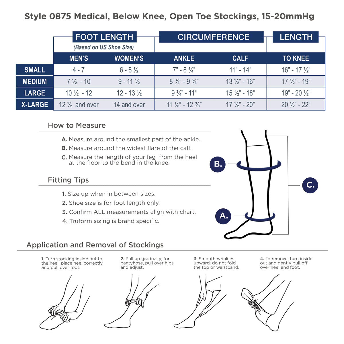 Truform 15-20 mmHg Compression Stockings for Men and Women, Knee High Length, Open Toe